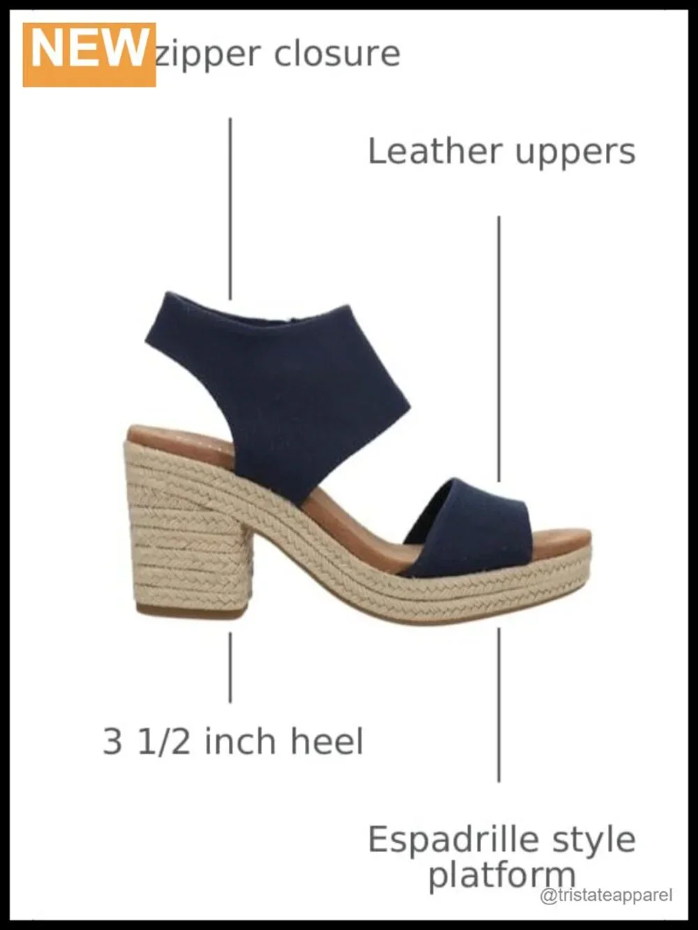 Platform Sandal Textile Upper Block Heel Ankle Strap Zip Casual